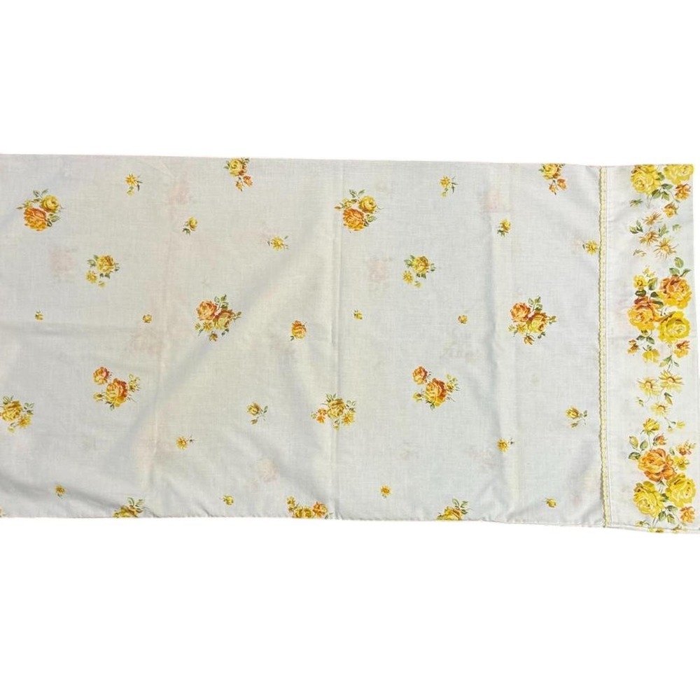 Vintage jc penny fashion manor yellow rose king size pillowcase